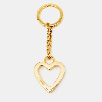 Pre-owned Moschino By Redwell Heart Gold Tone Keyring
