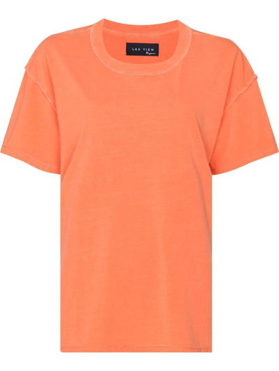 Les Tien Exposed-seam Lightweight T-shirt In Orange