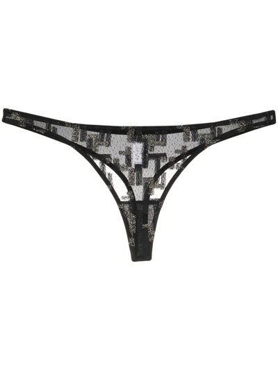 Eres Semi-sheer Design Tong In Black
