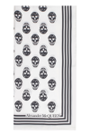 Alexander Mcqueen Womans Biker Skull White And Black Modal Scarf In White