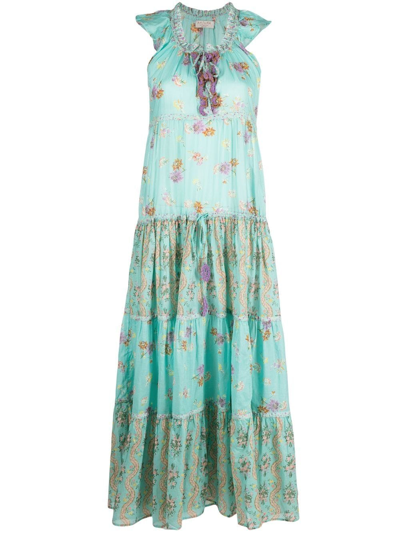 Anjuna Floral-print Tiered Dress In Blue