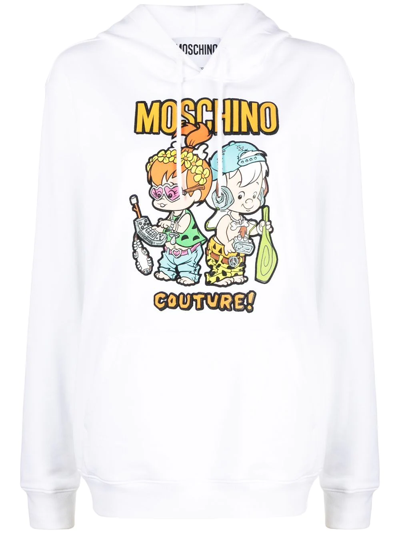 Moschino The Flintstones 印花连帽衫 In White