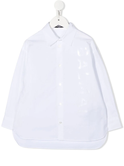 Balmain Kids' Long-sleeve Classic-collar Shirt In White