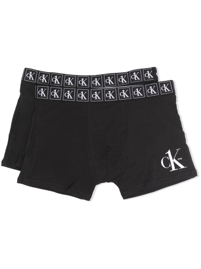 Calvin Klein Kids' Logo-print Cotton Boxers In Black