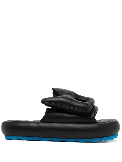 Off-white Meteor Black Padded Slide Sandals In Multi