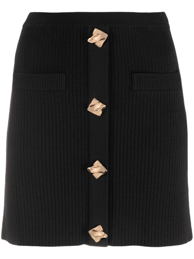 Self-portrait Button-front Pencil Skirt In Black
