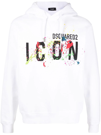 Dsquared2 Logo-print Long-sleeve Hoodie In White