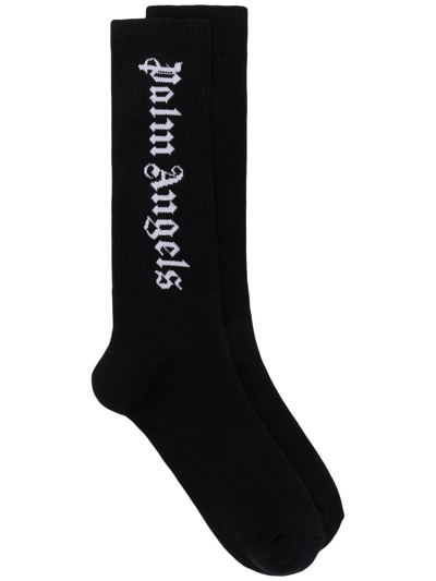 Palm Angels Logo Cotton-blend Socks In Black