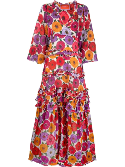 La Doublej Jeanne Floral-print Dress In Zinnie