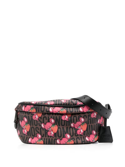 Moschino Graphic-print Logo Belt Bag In Pink