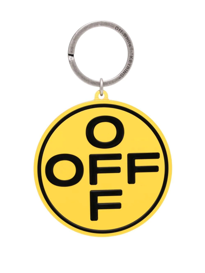 Off-white Logo-print Keyring In Yellow