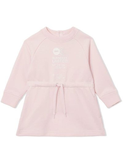 Burberry Babies' Montage-print Long-sleeve Cotton Dress In Rosa