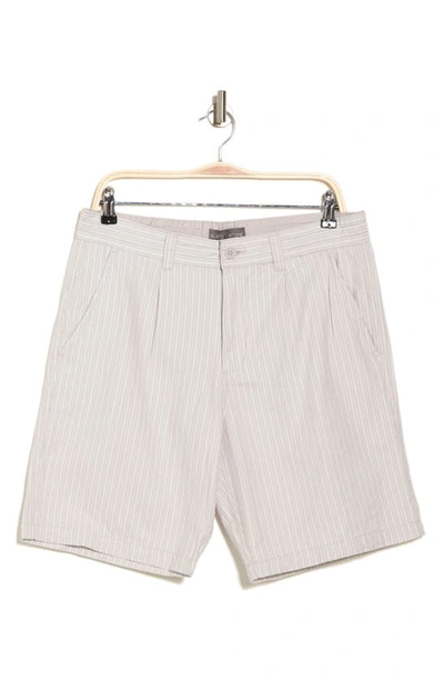Slate & Stone Cotton Linen Pleated Shorts In White Great Stripe