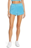 Alo Yoga Beachside Terry High Waist Shorts In Blue Splash