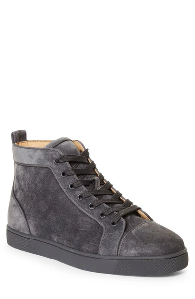 Christian Louboutin Louis Orlato Suede High-top Sneakers In Gray