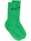 BALENCIAGA WOMAN BALENCIAGA TENNIS SOCKS IN GREEN AND BLACK COTTON