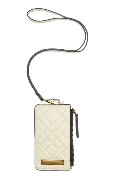 Kurt Geiger Quilted Leather Card Holder With Strap In Natural