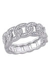 Delmar Sterling Silver Diamond Link Ring In Silver