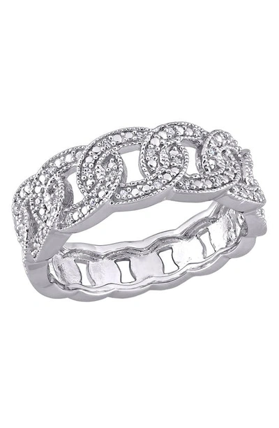 Delmar Sterling Silver Diamond Link Ring