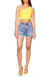 Susana Monaco One-shoulder Crop Top In Lemon