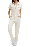 Good American Fit For Success Denim Straight Leg Jumpsuit In Bone001