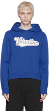 Valentino Embroidered Logo-patch Hoodie In Azure