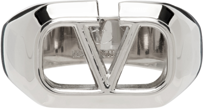 Valentino Garavani Silver Vlogo Signature Ring In 172 Palladium