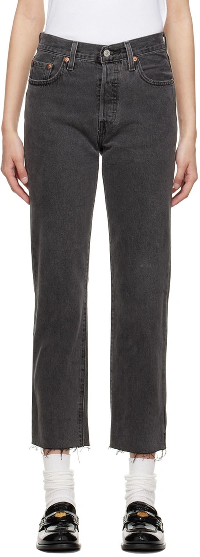 Levi's 501 Cropped Straight-leg Jeans In Grey