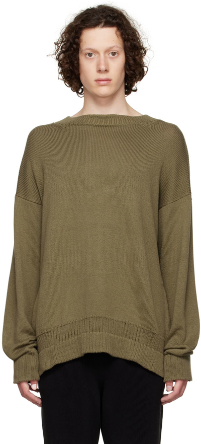 Margaret Howell Green Simple Guernsey Sweater In Olive Leaf