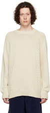 MARGARET HOWELL OFF-WHITE STRETCHED CABLE SWEATER