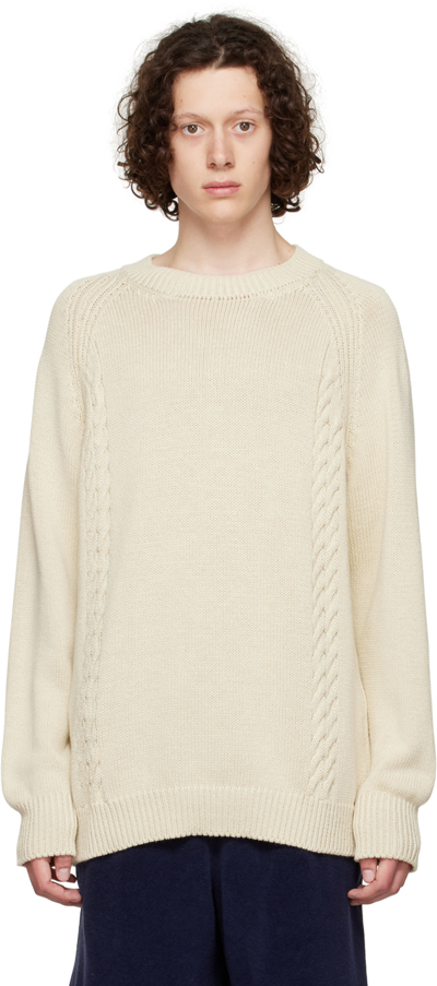 Margaret Howell Off-white Stretched Cable Sweater In Ecru