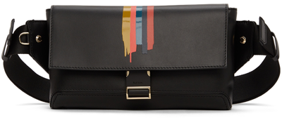Paul Smith Black Painted Stripe Messenger Bag In 79 Blacks