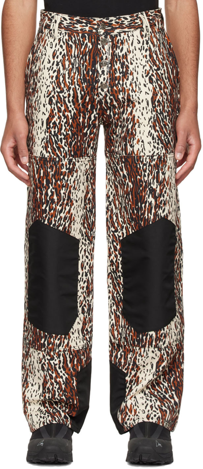 Phipps Neutral Leopard Print Straight-leg Trousers In Neutrals
