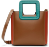 Staud Shirley Mini Leather Tote Bag In Tan Coastal Blood Orange