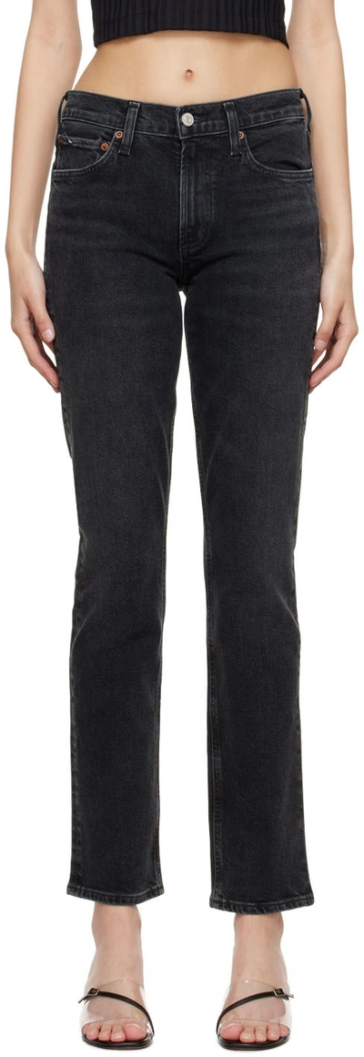 Agolde Black Lyle Jeans In Anthracite