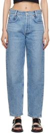 Agolde Stovepipe High Rise Straight Jeans In Light Blue