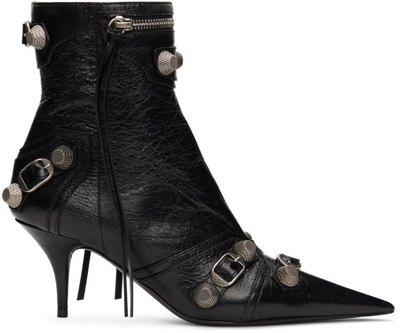 Balenciaga Black Cagole Ankle Boots In 1081 Black