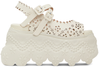 Simone Rocha Ankle Strap Platform Tracker Sandal In Cream In White