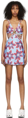 Chopova Lowena Ssense Exclusive Blue Gravity Mini Dress In Blue/red