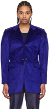 Situationist Purple Cotton Blazer In Dark Blue
