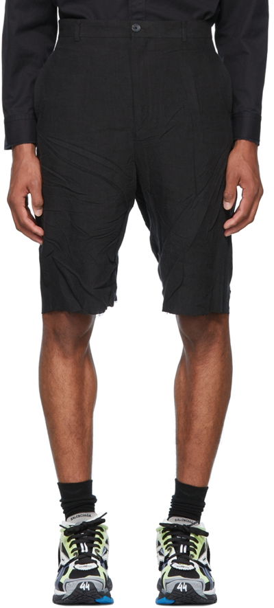 Balenciaga Linen Mid-rise Shorts In 1000 Black