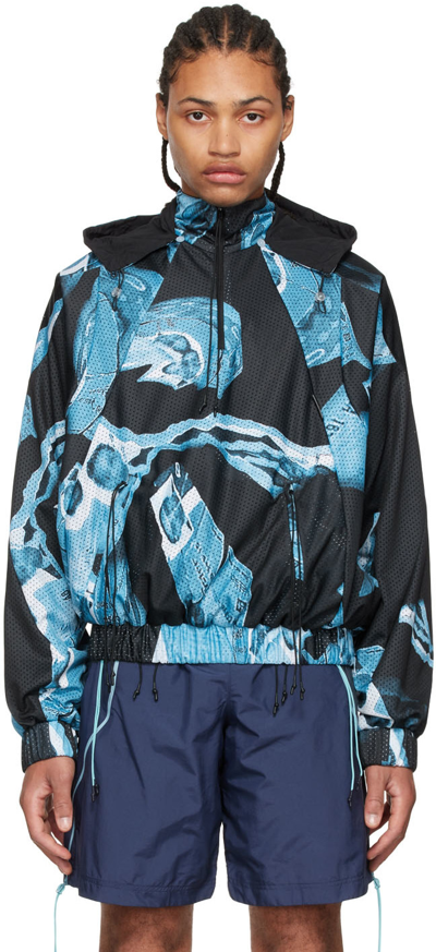 Saul Nash Blue Nylon Jacket In Blue / Blac