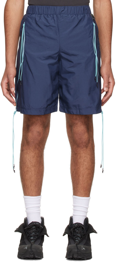 Saul Nash Ventilation Relaxed-fit Straight-leg Shell Shorts In Navy / Light Blue