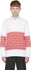 Stefan Cooke Quilted Cotton Polo Shirt In White/red
