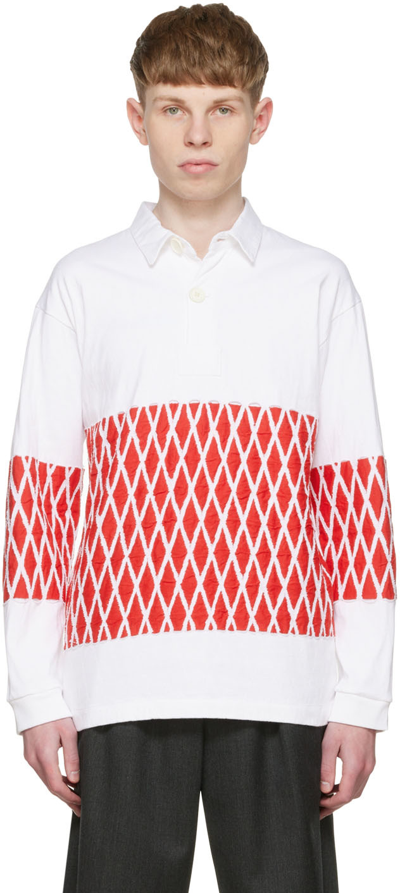 Stefan Cooke Quilted Cotton Polo Shirt In White