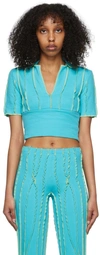 Helenamanzano Ssense Exclusive Blue Polo In Turquoise/baby Yello