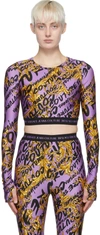 VERSACE JEANS COUTURE PURPLE NYLON LONG SLEEVE T-SHIRT