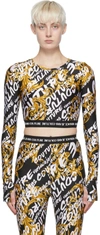 Shop Versace Jeans Couture Black Nylon Long Sleeve T-shirt In Eg89 899 + 948