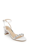 Jewel Badgley Mischka Danni Ankle Strap Sandal In White Glitter