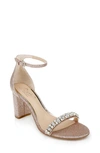 Jewel Badgley Mischka Daylann Ankle Strap Sandal In Rose Gold Glitter